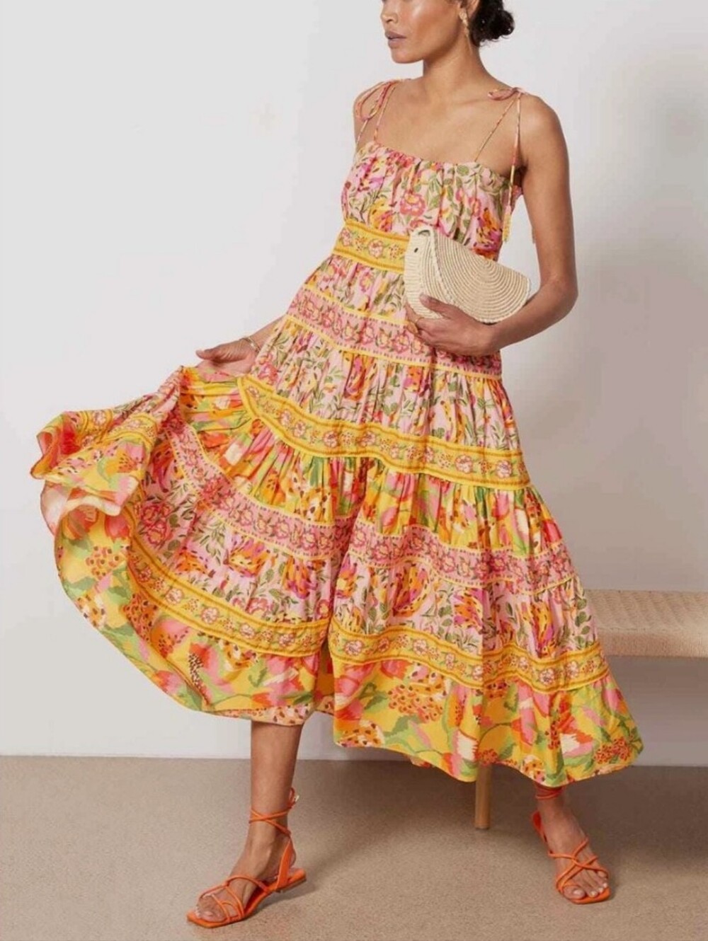 FARM Rio Mixed Fruits Paradise Midi Dress M